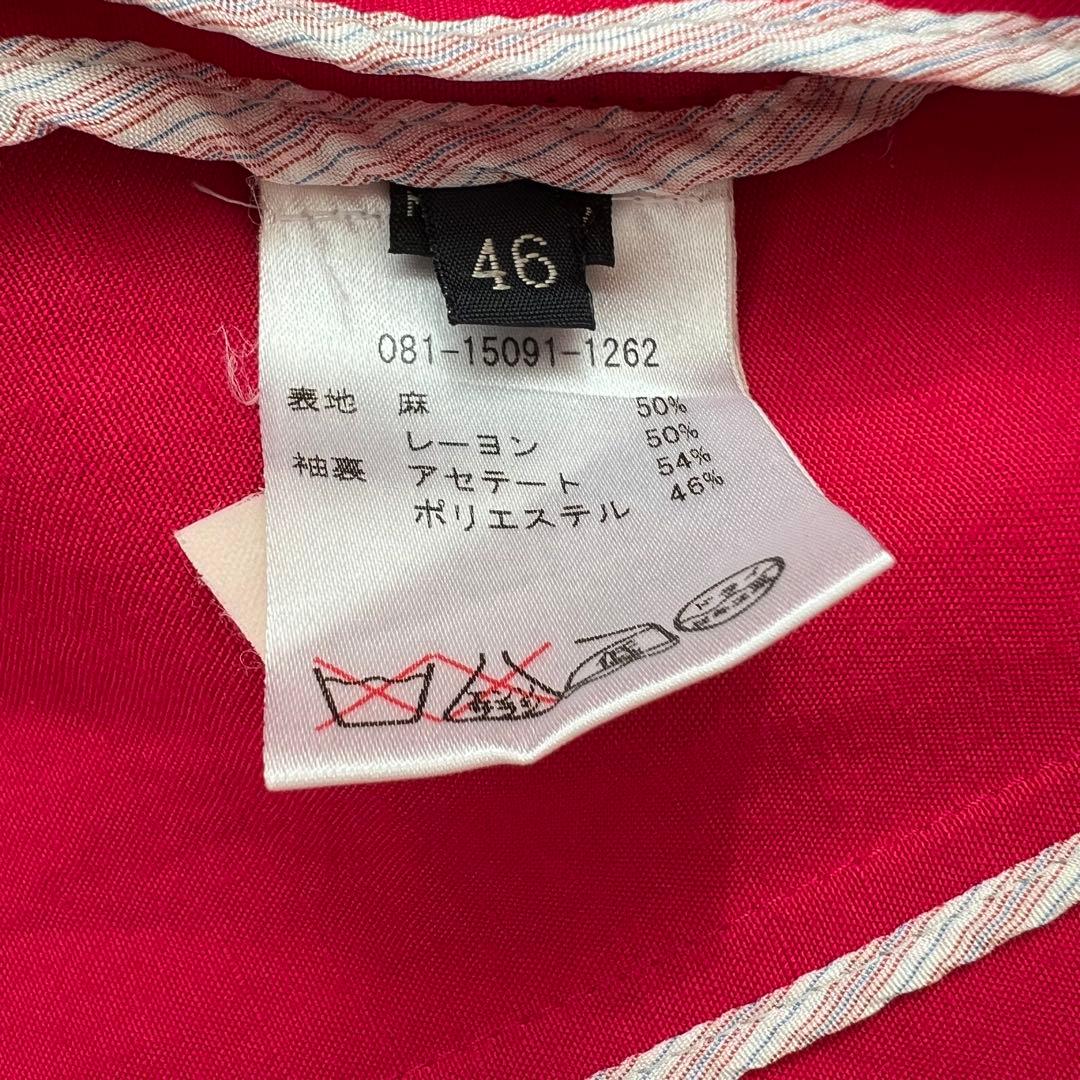 良品　ETRO エトロ　リネンジャケット　麻　レッド テーラードジャケット 44