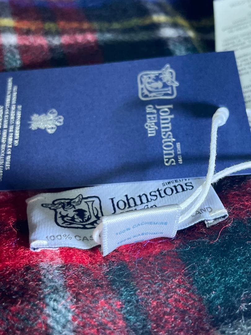 Johnstonsジョンストンズ カシミア大判ストールマフラー タータンチェック