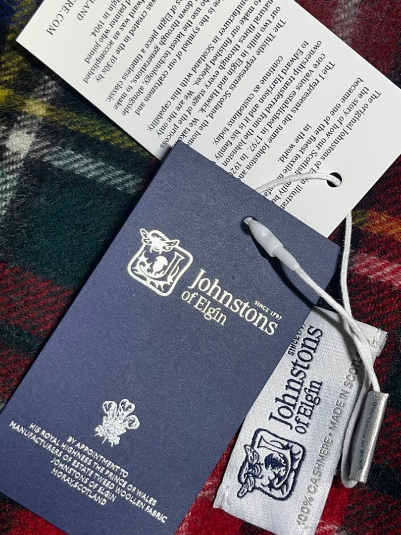 Johnstonsジョンストンズ カシミア大判ストールマフラー タータンチェック
