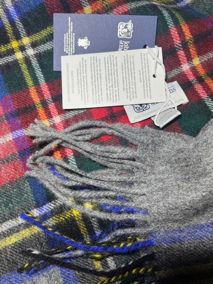 Johnstonsジョンストンズ カシミア大判ストールマフラー タータンチェック
