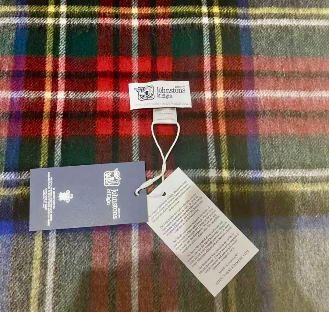 Johnstonsジョンストンズ カシミア大判ストールマフラー タータンチェック