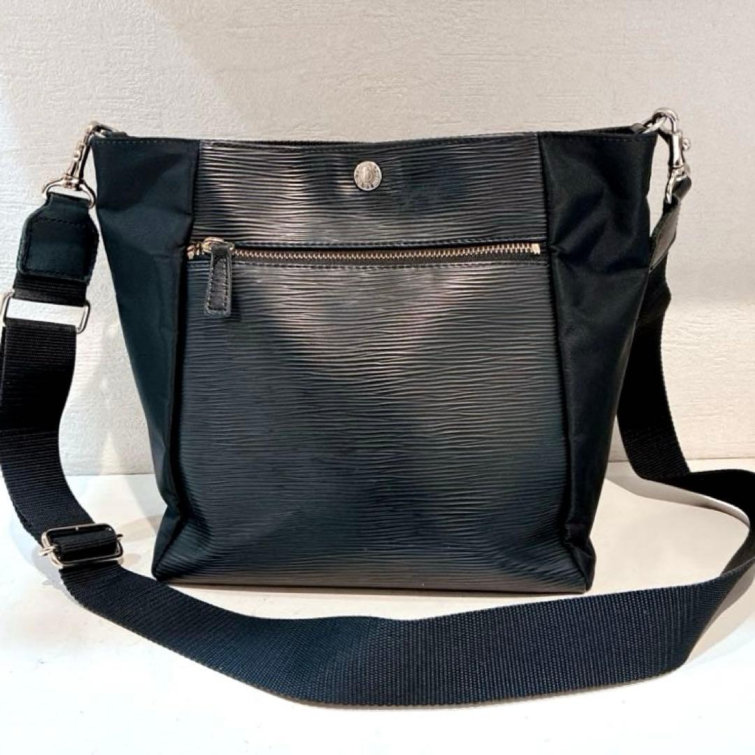 【美品】TOPKAPI リプルトリップ ナイロン コンビ ショルダーバッグ 黒