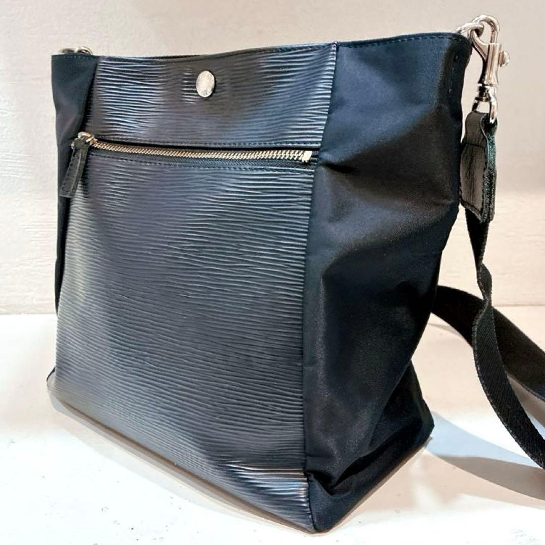 【美品】TOPKAPI リプルトリップ ナイロン コンビ ショルダーバッグ 黒