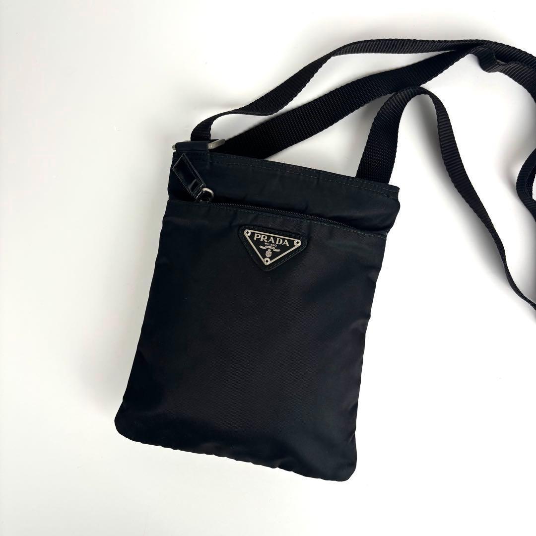 極美品 PRADA プラダ ミニショルダーバッグ サコッシュ ナイロン レザー