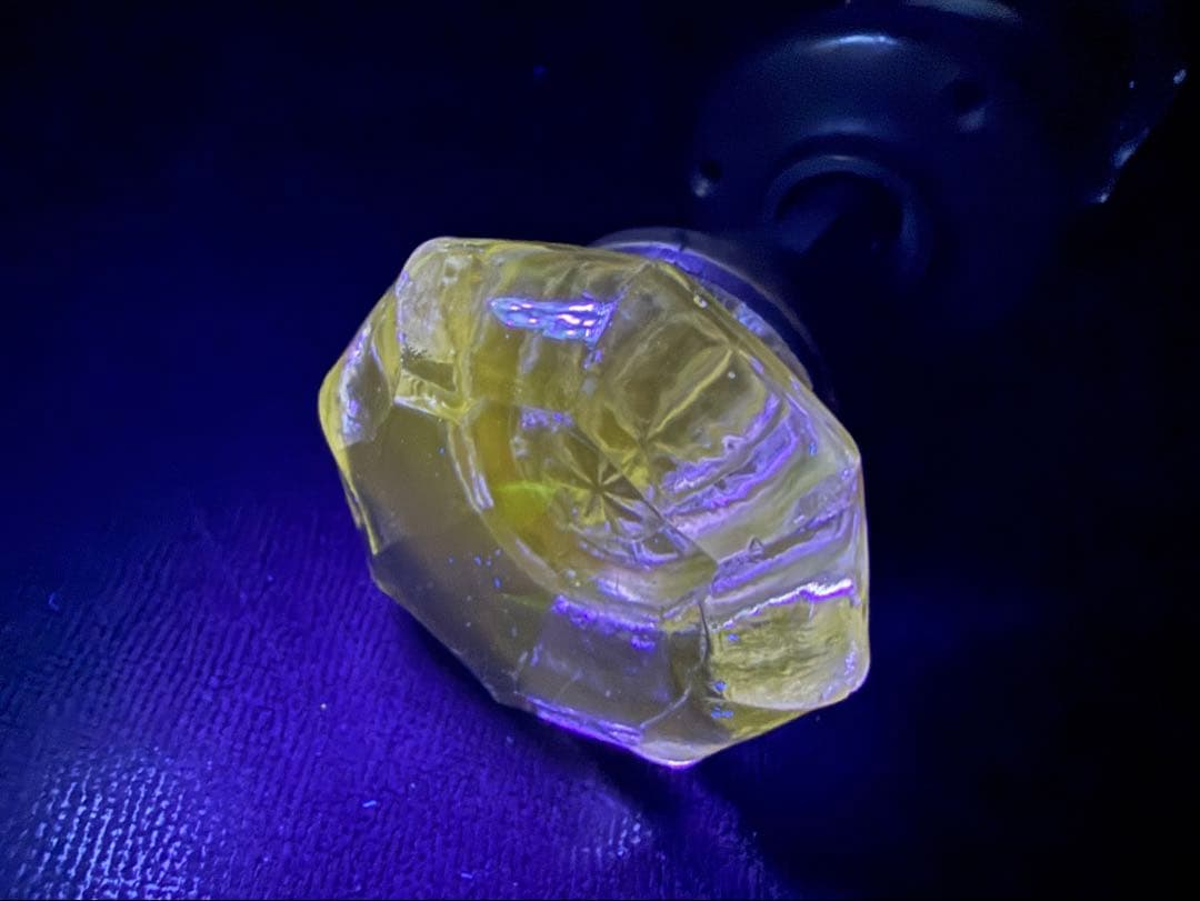 時代 アンティーク ガラス ドアノブ 2点 真鍮 硝子 ブラックライト反応