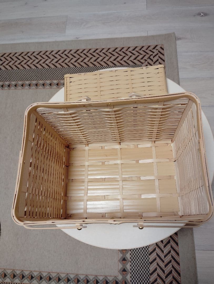 白竹かご（大）蓋付き