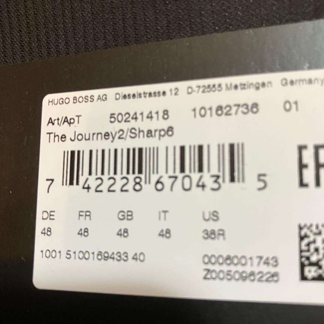 HUGO BOSS ボス黒縞柄ビジネススーツ48サイズ2B(送料込み)タグ付き