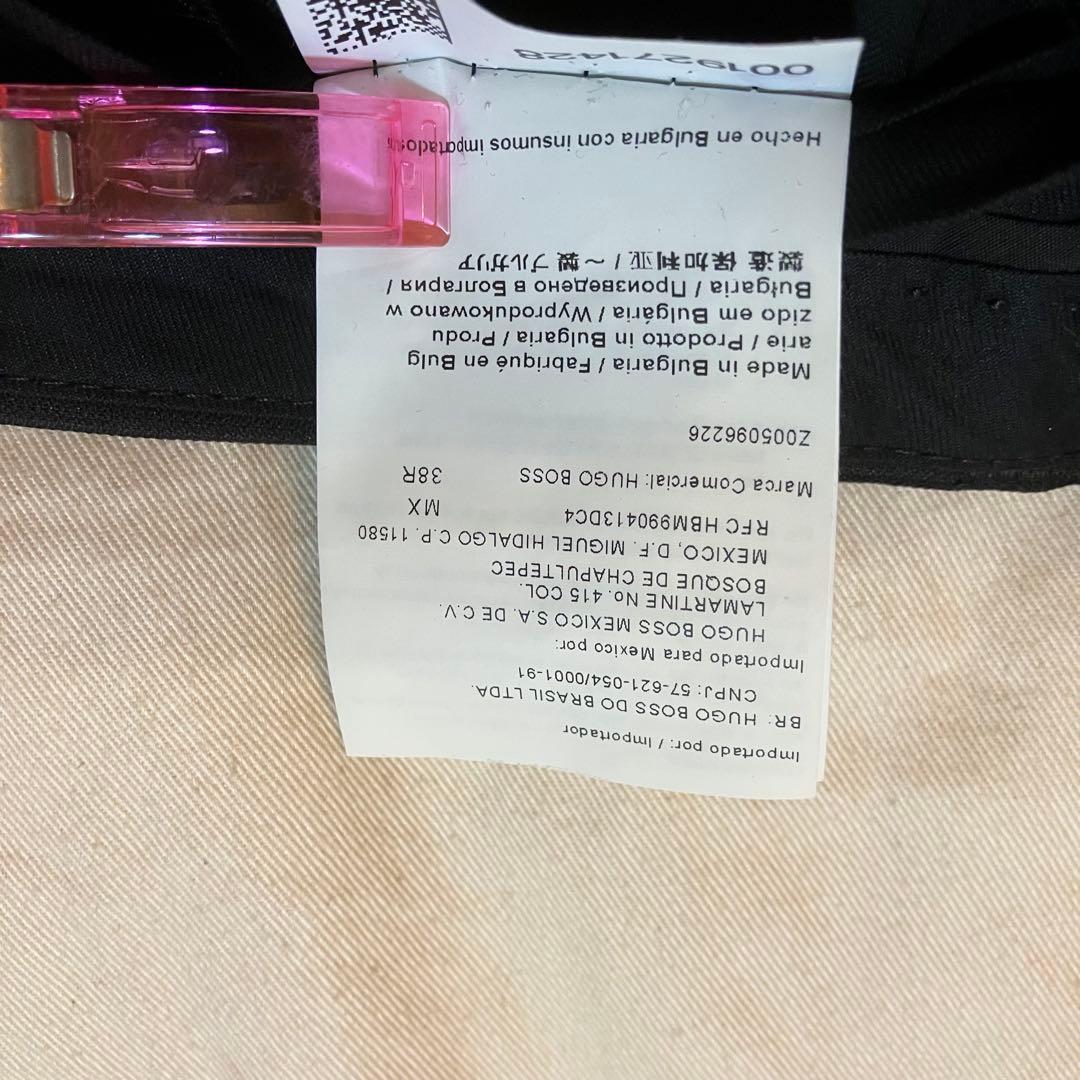 HUGO BOSS ボス黒縞柄ビジネススーツ48サイズ2B(送料込み)タグ付き