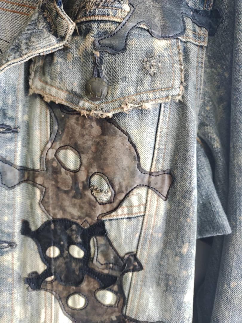 【LGB】 スカル ダメージ デニム ジャケット【メンズ】【Mサイズ】