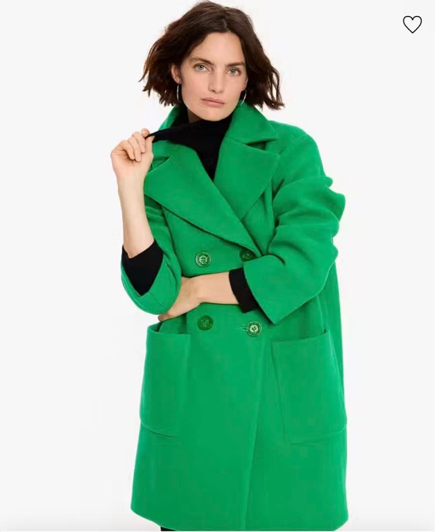 ダブルブレステッド ウール コート グリーン