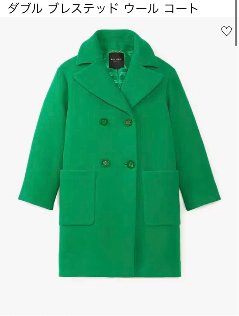 ダブルブレステッド ウール コート グリーン