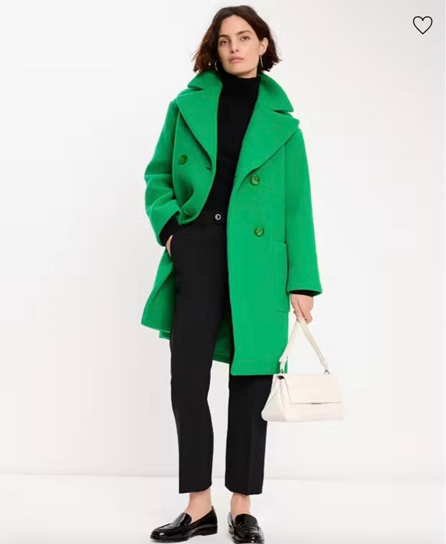 ダブルブレステッド ウール コート グリーン