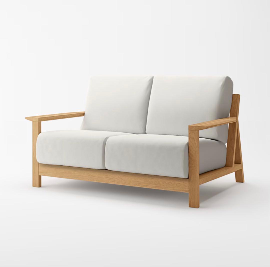 無印良品 MUJI ソファ本体木製フレーム　ウレタンポケットコイル２シーター