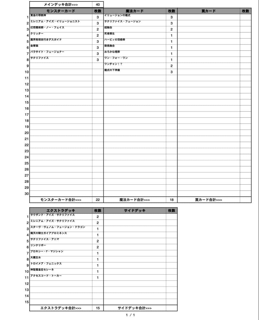 アナスタシア様 オーダーメイド 遊戯王デッキ作成