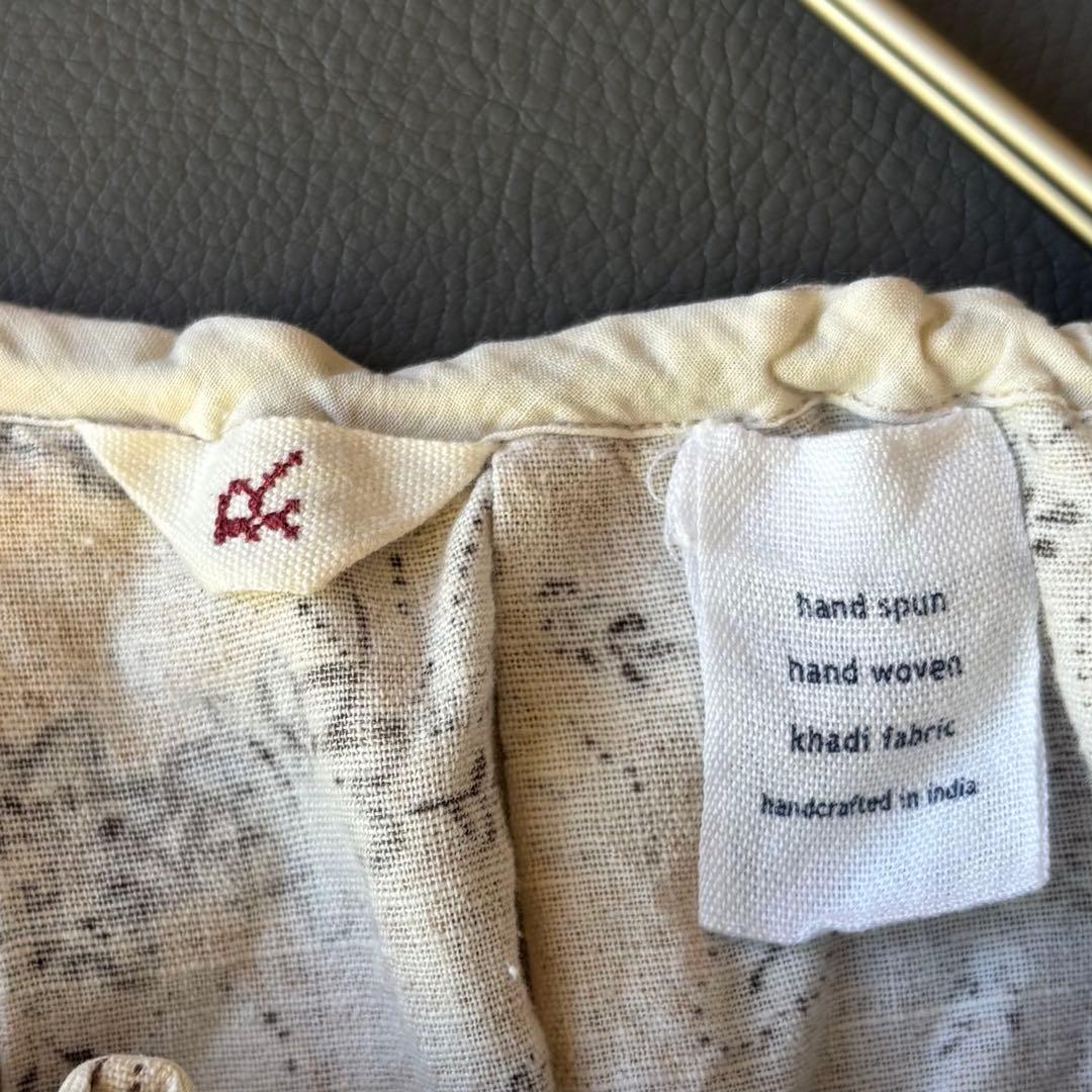 45R ギャザースモック　チュニック　ワンピース　カディコットン　花柄　リボン