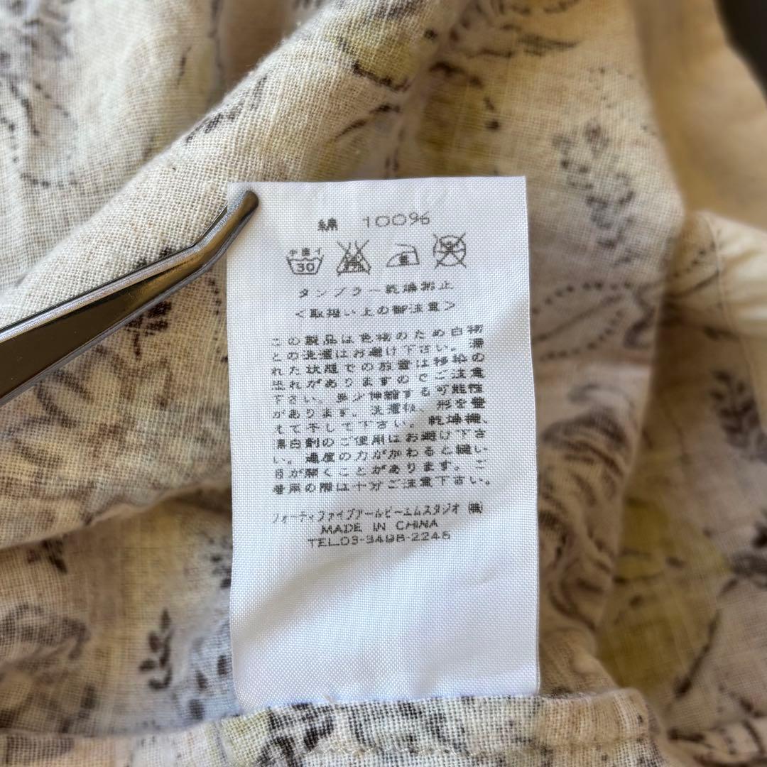 45R ギャザースモック　チュニック　ワンピース　カディコットン　花柄　リボン