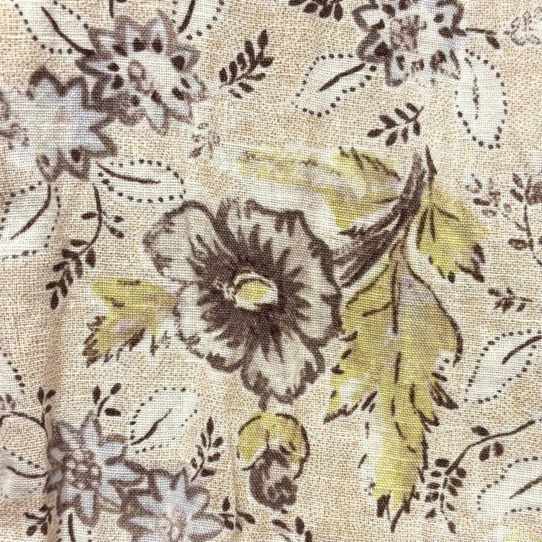 45R ギャザースモック　チュニック　ワンピース　カディコットン　花柄　リボン