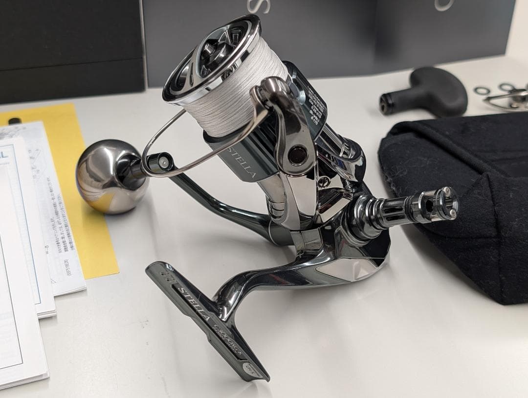 シマノ 22ステラ C3000XG & 社外ハンドルノブとリールスタンドセット