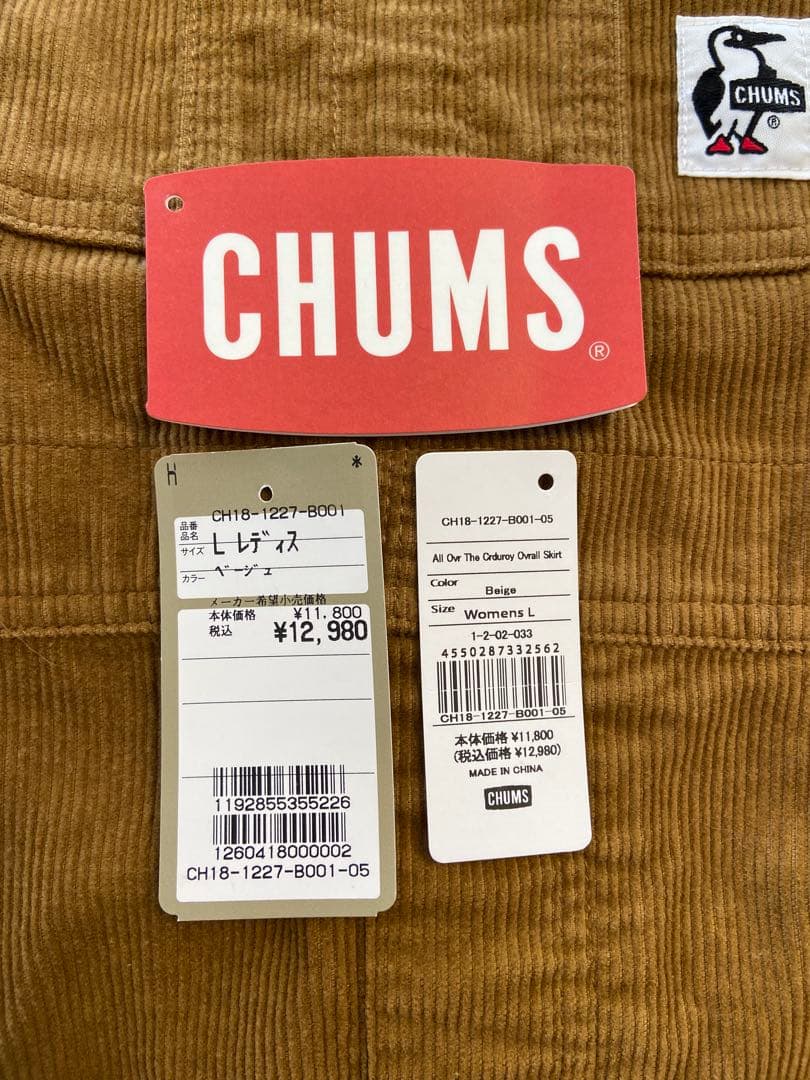 【新品】CHUMS オーバーオール　ジャンパースカート　コーデュロイ　Ｌサイズ