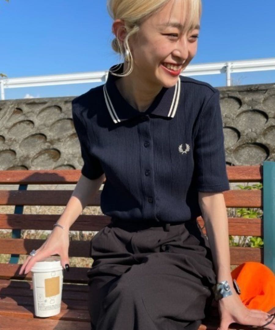 フレッドペリー ツインティップライン リブポロシャツ レディース 別注ポロシャツ