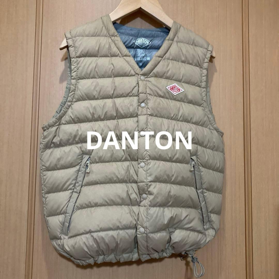 ダントン（DANTON）Vネックダウンベスト　ベージュ　36