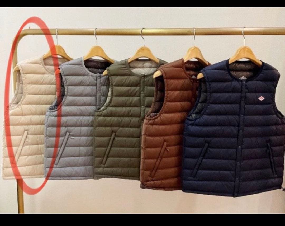 ダントン（DANTON）Vネックダウンベスト　ベージュ　36