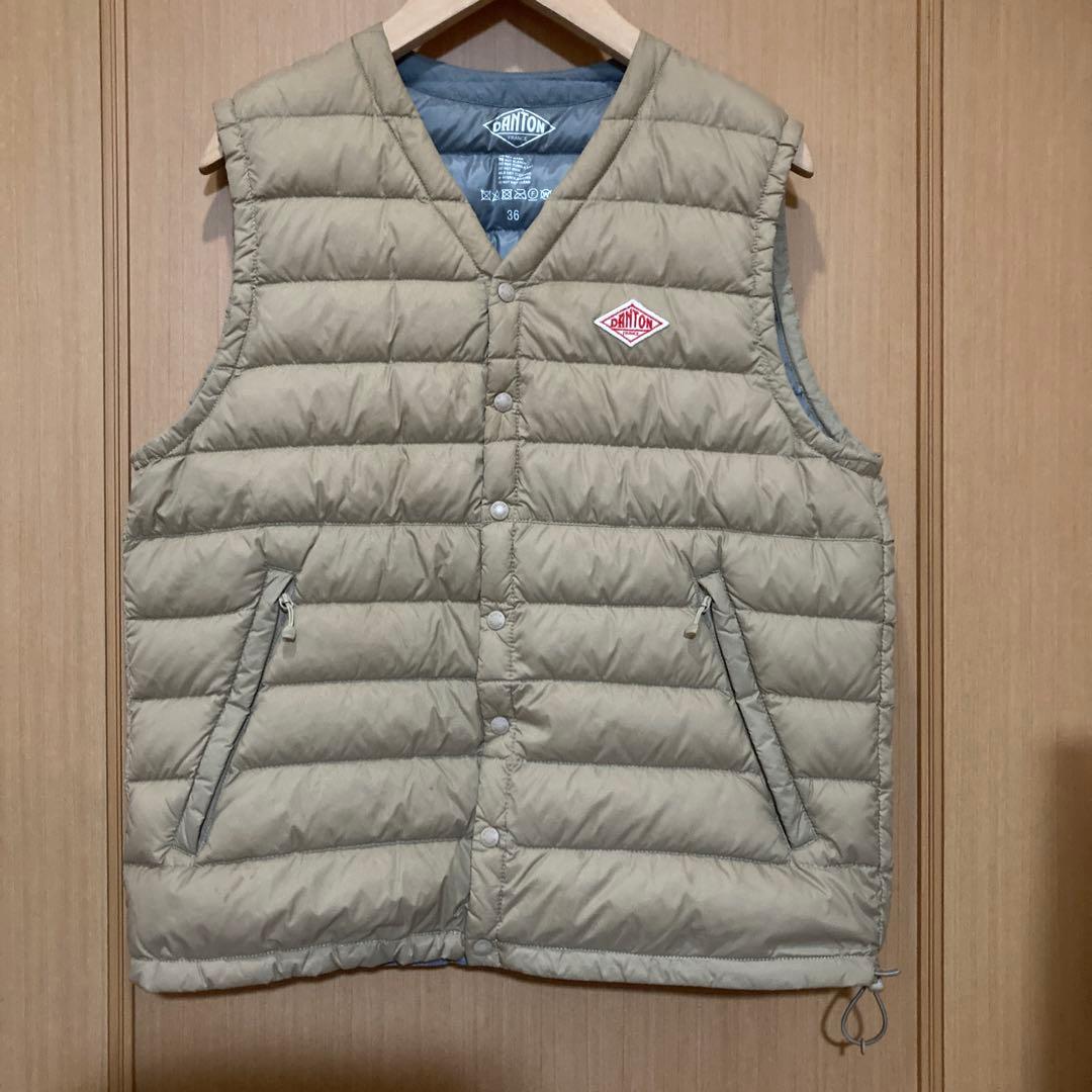ダントン（DANTON）Vネックダウンベスト　ベージュ　36