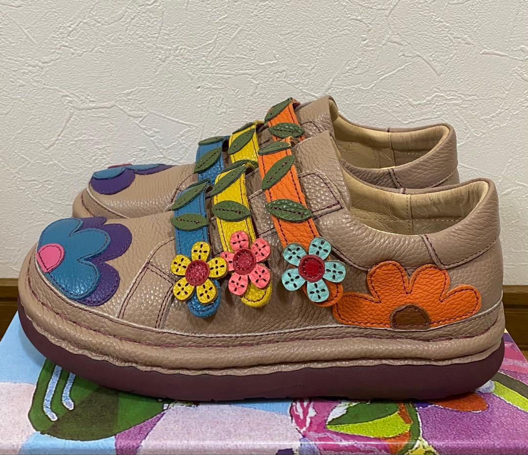 未使用estacion エスタシオン　お花モチーフシューズ　Lサイズ　ラスト1点