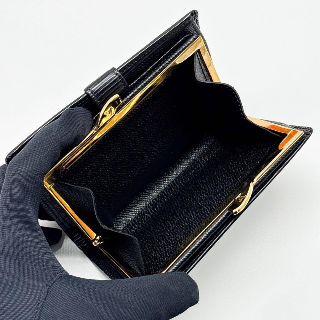 ルイヴィトン モノグラム ヴィエノワ 二つ折り財布 がま口 エピ 黒 財布