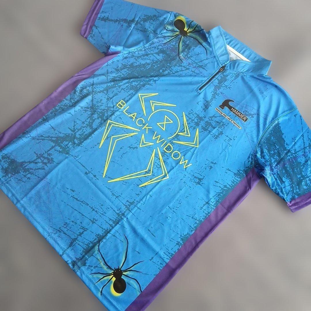 ✨新品✨ボウリングウェア　【XL】　ブラックウィドー　ハンマー　ブルー　大きめ