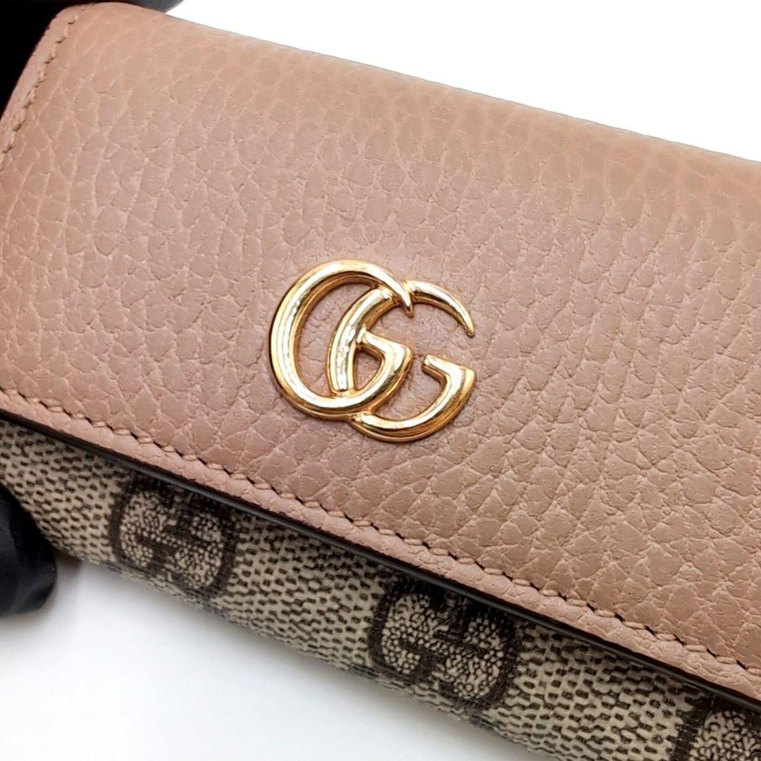 GUCCI　キーケース6連　ダスティ　GGスプリーム　マーモント　PVCレザー