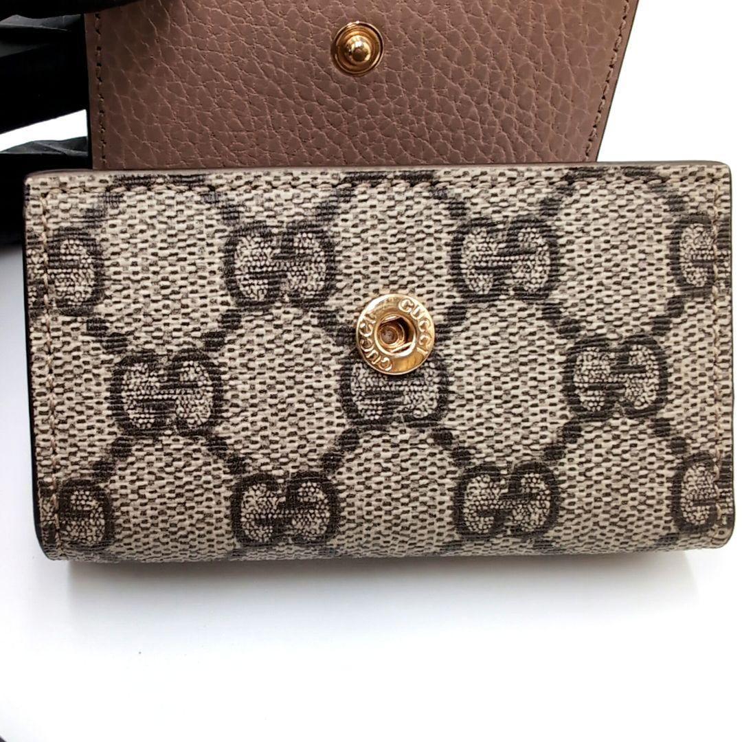 GUCCI　キーケース6連　ダスティ　GGスプリーム　マーモント　PVCレザー