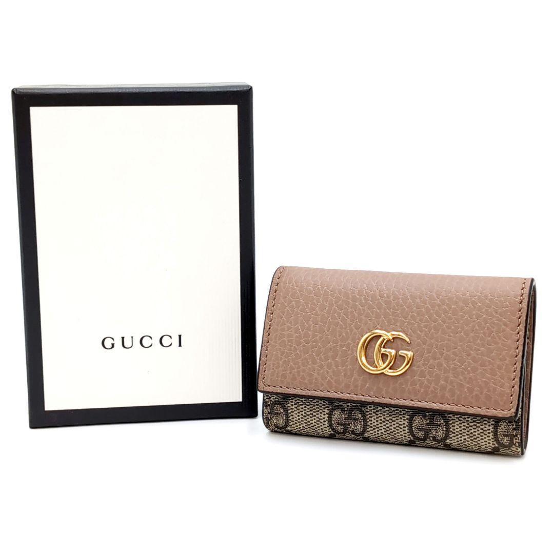 GUCCI　キーケース6連　ダスティ　GGスプリーム　マーモント　PVCレザー