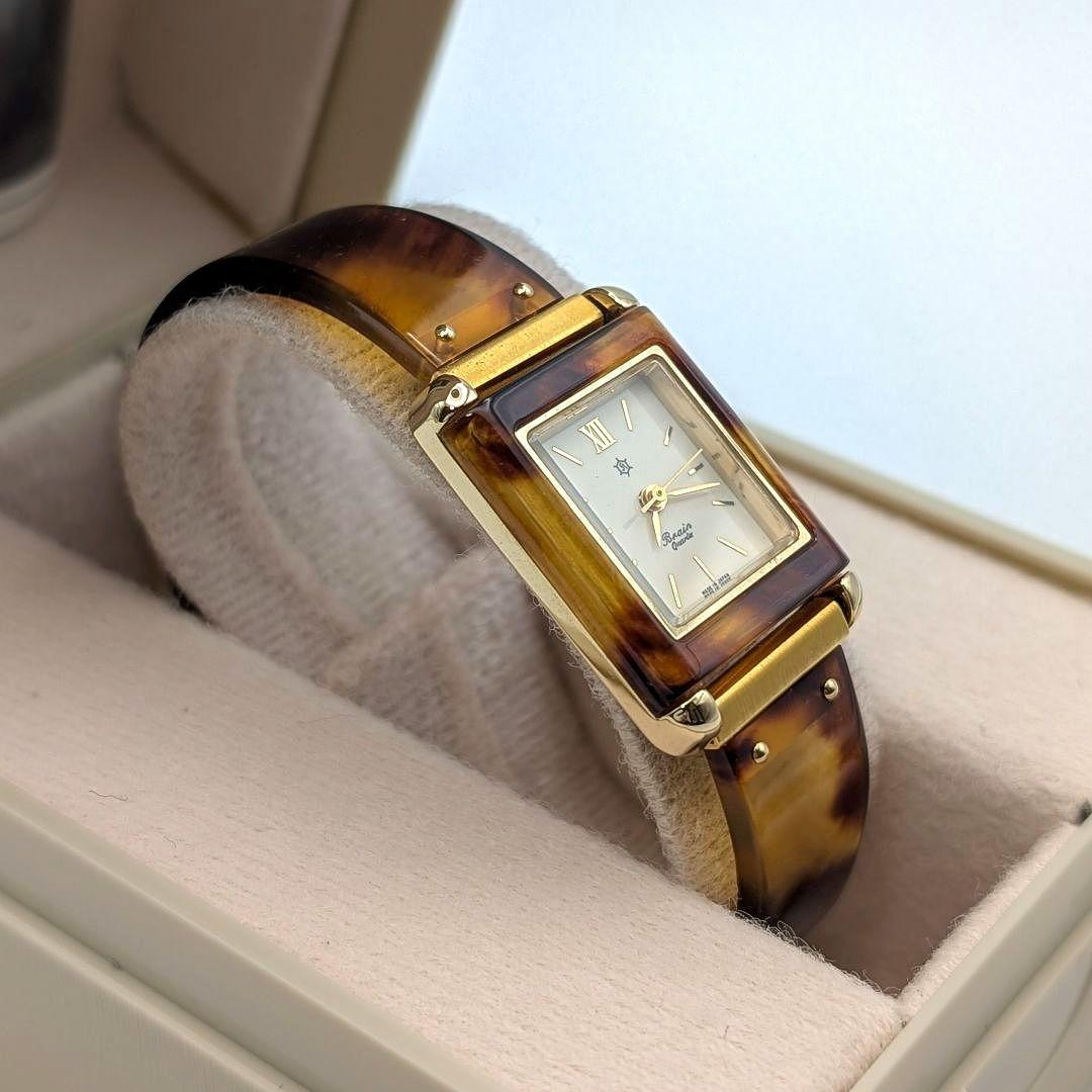 【箱付き/美品】ORIENT ブレイン べっ甲 腕時計 スクエア レディース