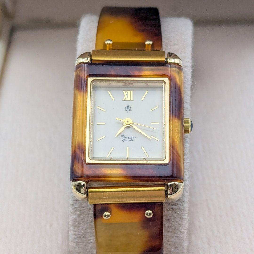 【箱付き/美品】ORIENT ブレイン べっ甲 腕時計 スクエア レディース