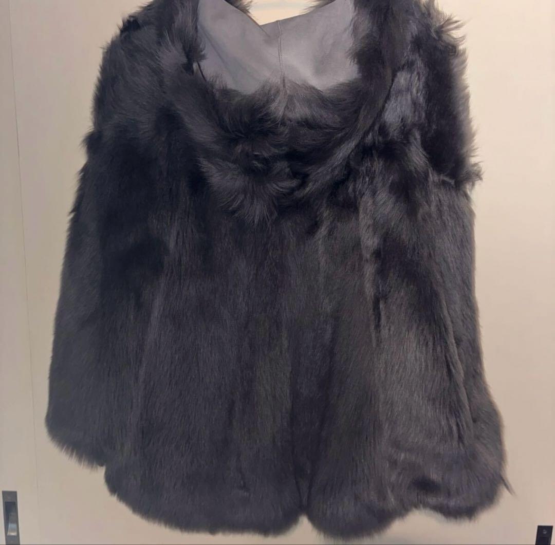 ムートン　羊革　リバーシブル　ポンチョ