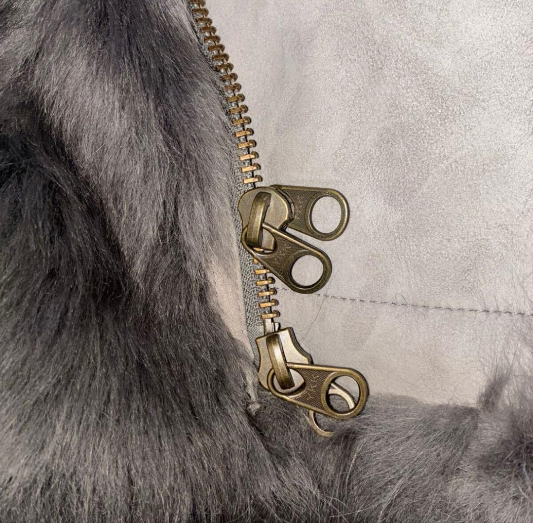 ムートン　羊革　リバーシブル　ポンチョ