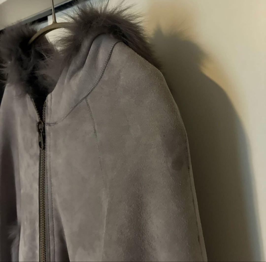 ムートン　羊革　リバーシブル　ポンチョ