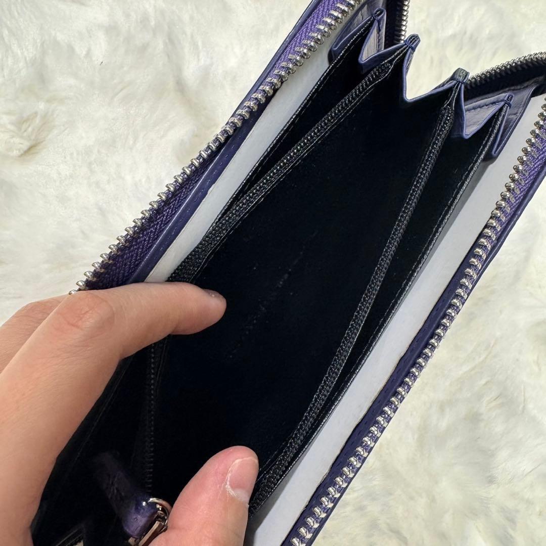 リアルクロコダイルレザー長財布　パープル　シャイニング　光沢　鰐革　ワニ　紫色