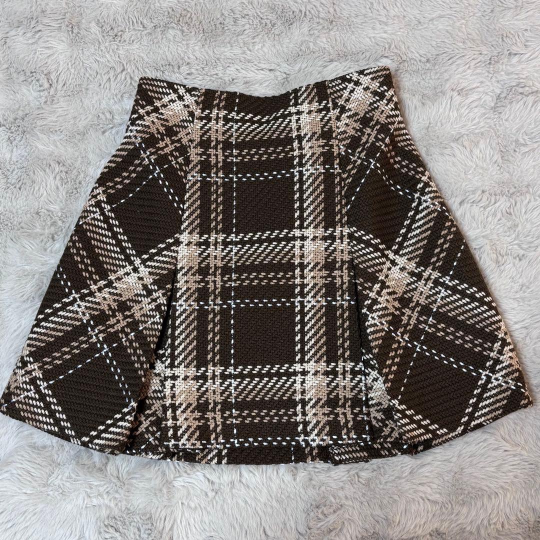 【SNIDEL】Sustainable ロービングチェックミニスカート ブラウン