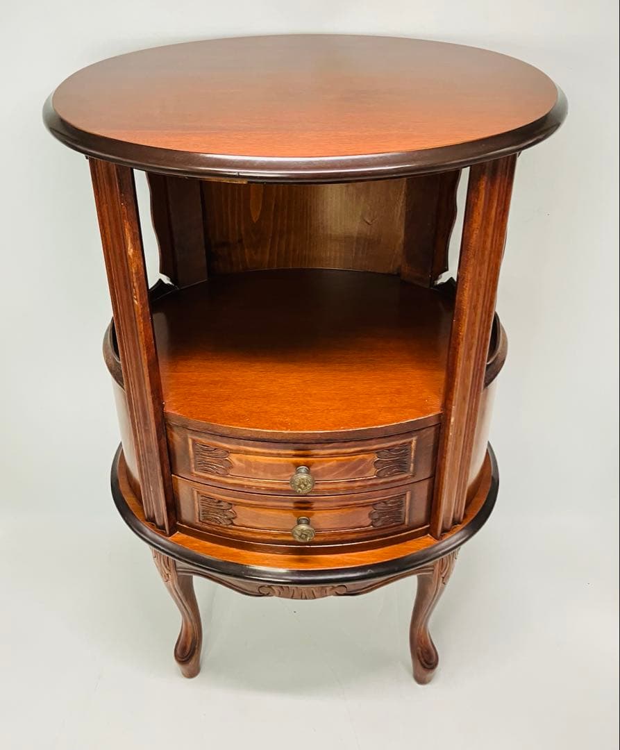 【美品・匿名配送】アンティーク調 猫脚 キャビネット 2段 チェスト コンソール