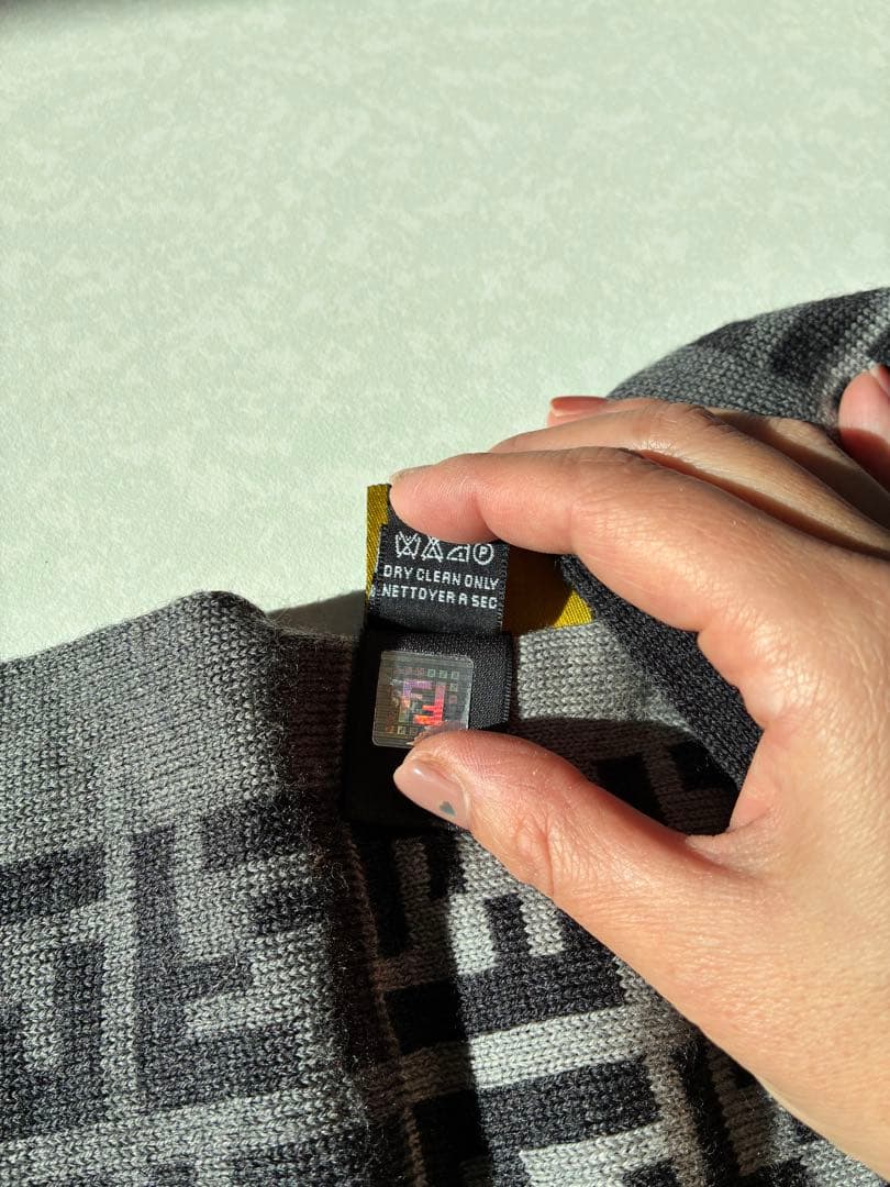 FENDI ロゴパターン マフラー グレー