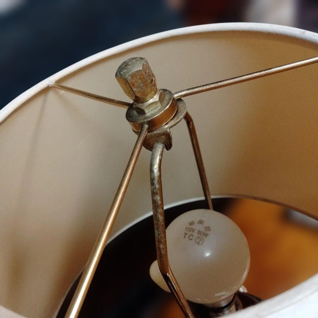 電気スタンド ランプ 照明 電球 ライト 大型 陶器 木製 青華緑彩 花柄