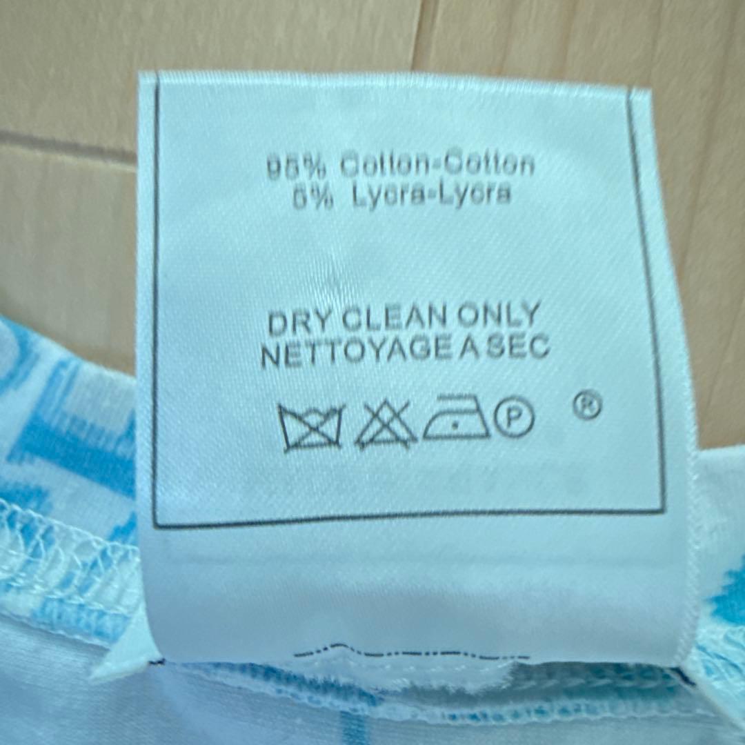 クリスチャンディオール　トロッター柄タンクトップ　40 水色・白