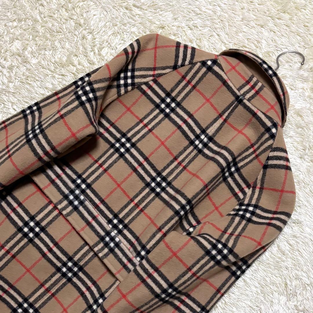 希少 バーバリー ノバチェック ロングコート リバーシブル ウール キャメル 7