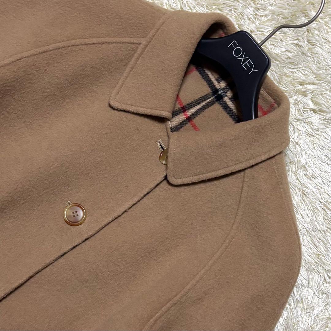 希少 バーバリー ノバチェック ロングコート リバーシブル ウール キャメル 7