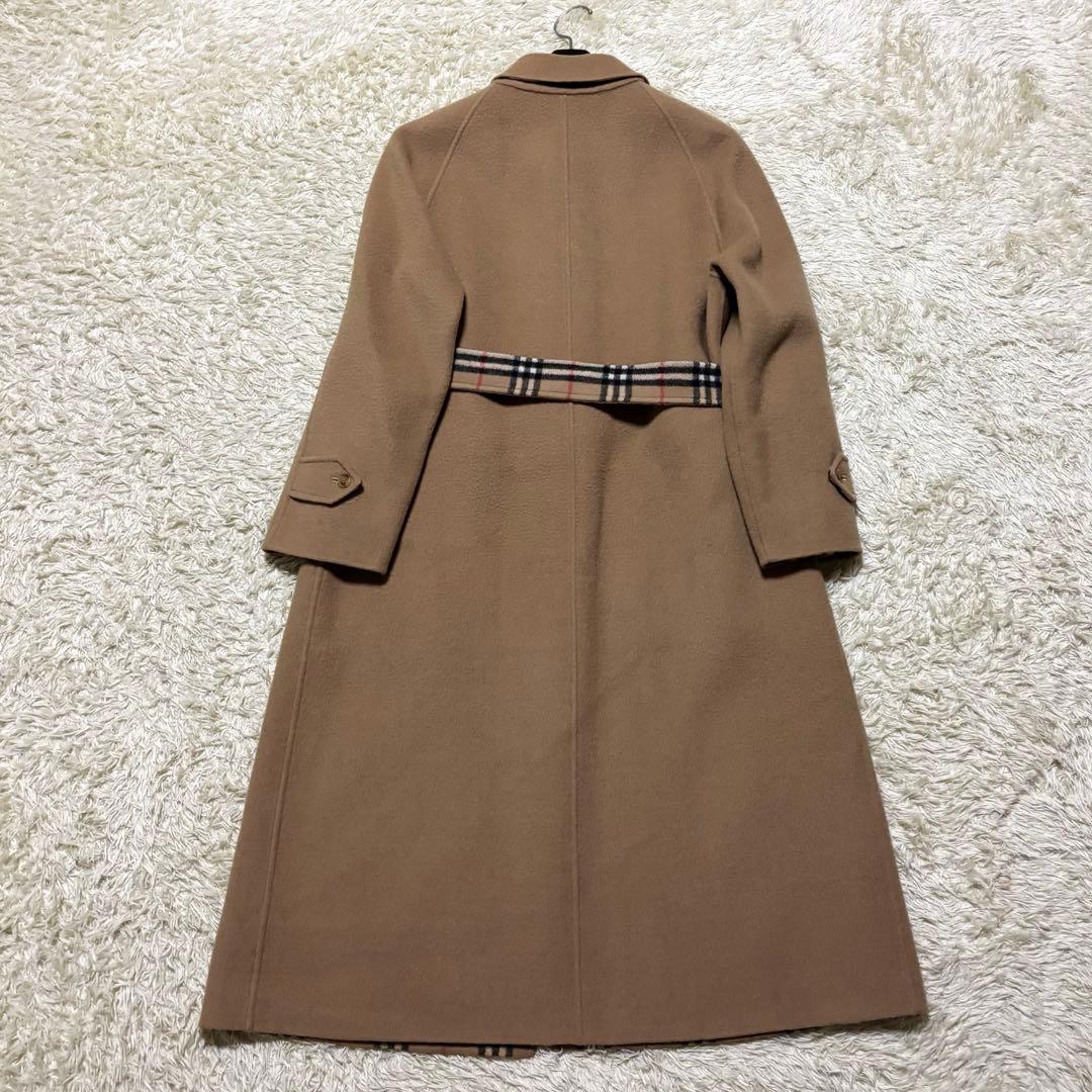 希少 バーバリー ノバチェック ロングコート リバーシブル ウール キャメル 7