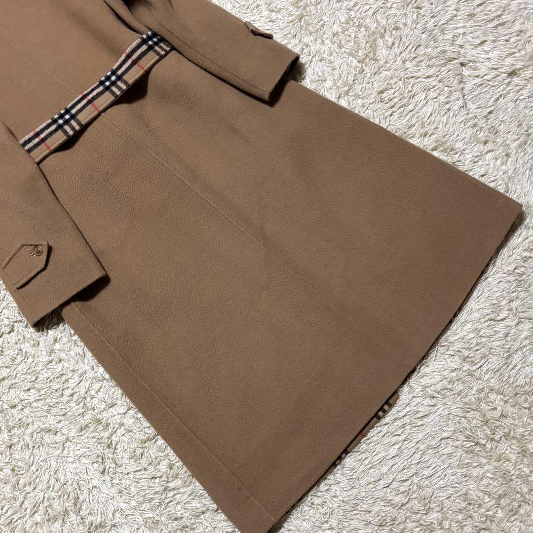 希少 バーバリー ノバチェック ロングコート リバーシブル ウール キャメル 7