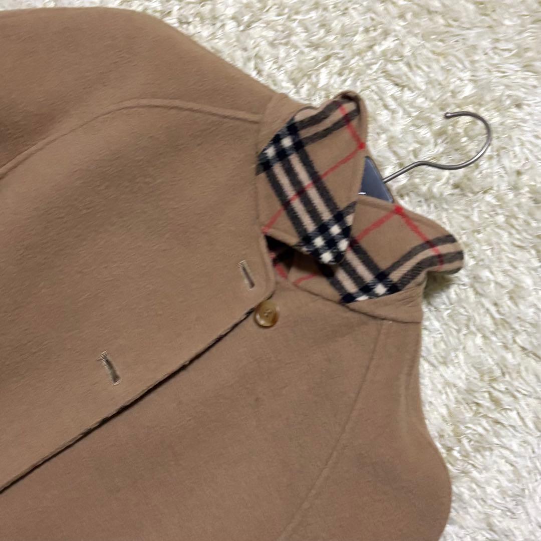 希少 バーバリー ノバチェック ロングコート リバーシブル ウール キャメル 7