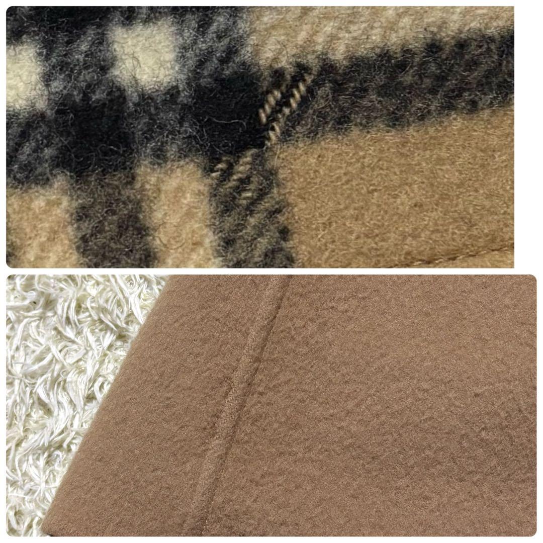 希少 バーバリー ノバチェック ロングコート リバーシブル ウール キャメル 7